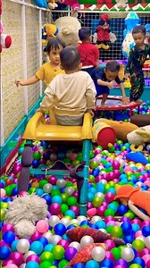Ball pool, slide and mini trampoline