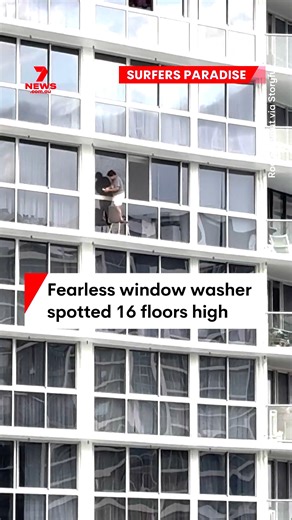 Don't try this at home! A woman on the Gold Coast has been spotted washing windows at least 16 floors above the ground. A nearby resident in Surfers Paradise filmed the daredevil standing on a chair, spending at least 10 minutes on the ledge before she was asked to come inside. #windowcleaning #windows #surfersparadise #goldcoast #queensland | 7NEWS Australia