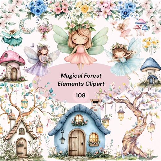 Magical Forest Fairy PNG Bundle, Fairy Clipart, Fantasy Woodland Pngs, Digital Download - Etsy