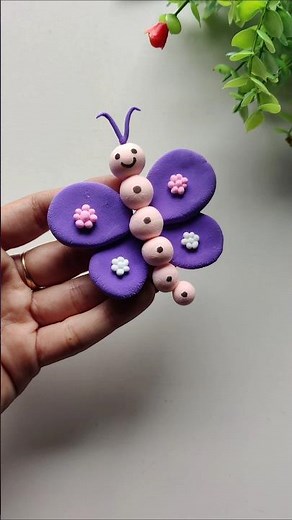 CUTE Butterfly 🦋 made with AIR DRY CLAY for KIDS! #diy #craft #clay