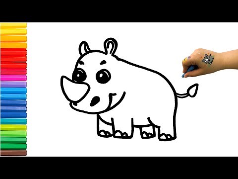 Easy Cute Rhino Drawing for Kids🎨✨ | Fun Cartoon Animal Art Tutorial