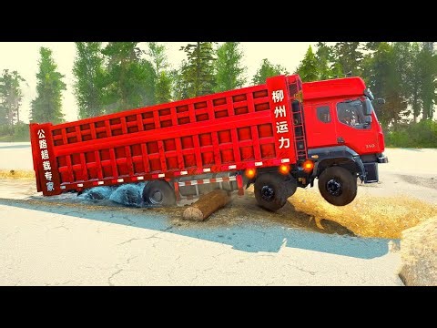 Truck vs Extreme Broken Road and Speed Bumps Ep 1 #mudrunner
