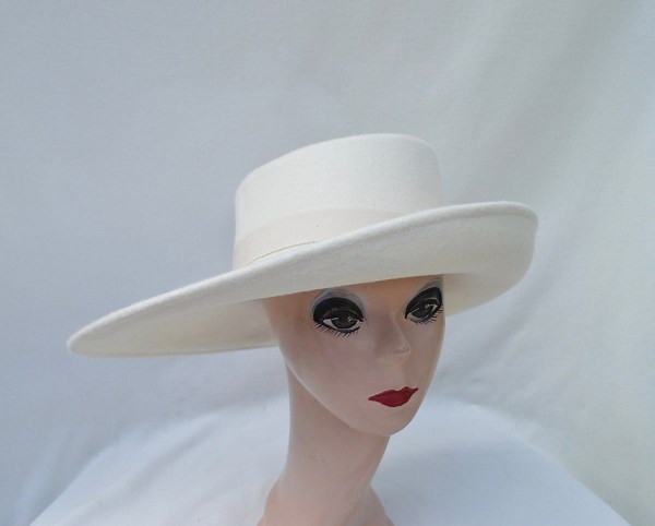 Ivory Large Brim Wool Felt Hat /ivory Felt Side Rolled Brim Telescope Hat / Larger Head Sizes Available for Special Order / Millinery - Etsy