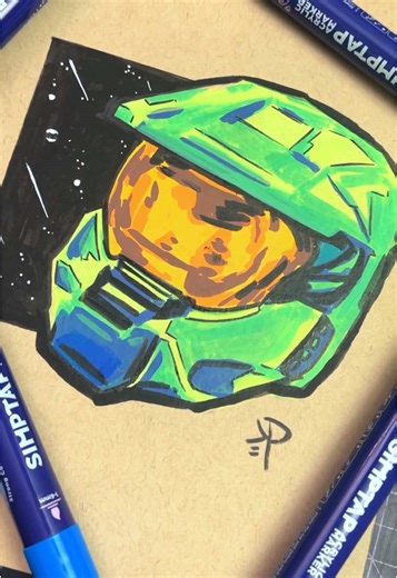 Dibujo del casco de Master Chief de Halo