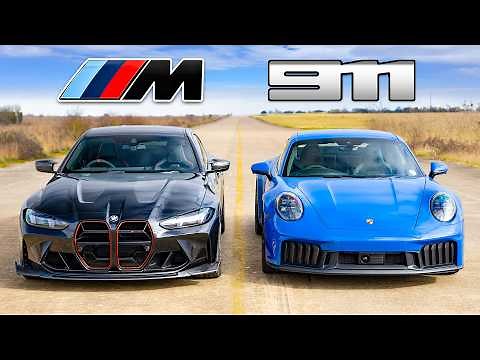 New Porsche 911 GTS v BMW M4 CS: DRAG RACE