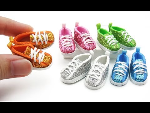 DIY Miniature Craft - Mini Glitter Sneakers Shoe