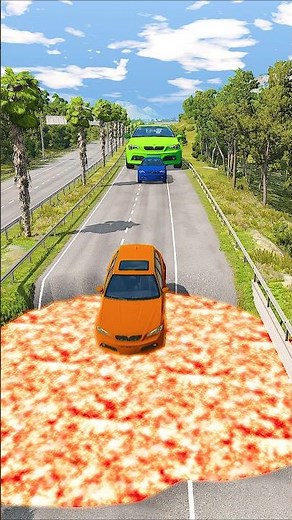 7 Small Cars to Big Cars vs Lava Pothole – BeamNG Drive Realistic Crash Test