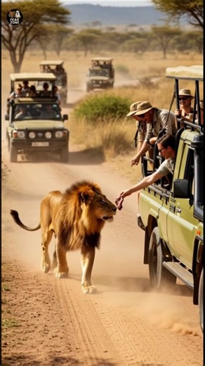 Lion Attacks Hand From Jeep While Feeding Meat 😱🦁 | Fear Zone Short