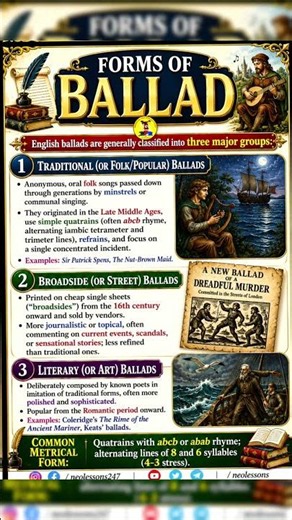 What is Ballad | Types of Poetry #ballad #ballads #englishliterature ‪@NeoLessons‬