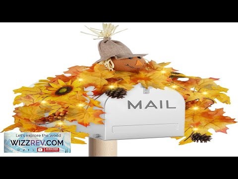 winemana 31.5in Outdoor Fall Decor for Mailbox Lighted Fall Swag with 8