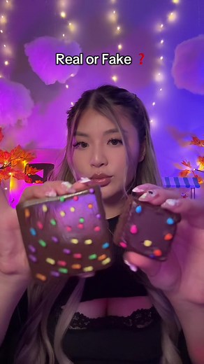 Who remembers cosmic brownies? 🥹 #asmr #asmrmouthsounds #realorfake #fakefood #fyp
