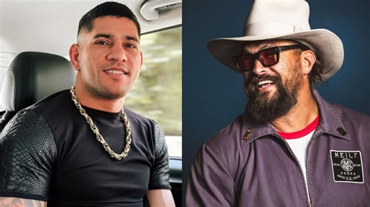 Jason Momoa catches up with Alex Pereira and coach Plinio Cruz after 'Poatan's' recent UFC 307 win