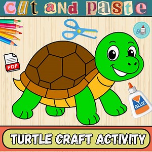 Turtle Craft Activity-Animal Craft Activity-Cut & Paste Activity-Color,Printable