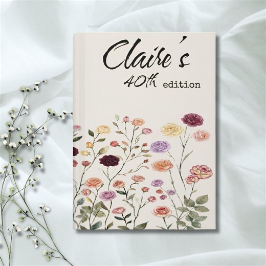 40th Birthday Gift for Women Journal, Birth Flower Notebook, Personalized 40th Gift for Her, Floral Memory Book, Turning 40 Gift - Etsy