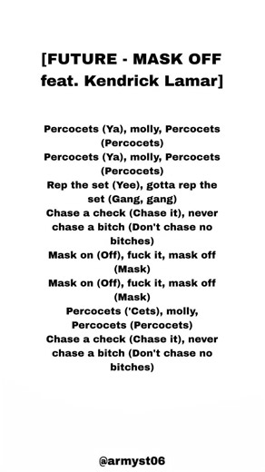 Future - Mask Off (feat. Kendrick Lamar) lyrics