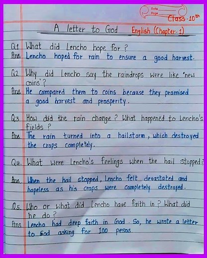 a letter to god question answer| class 10 english chapter 1 question answer. #chapterwise #class10