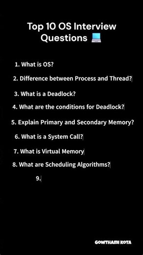 Don’t Skip These 10 OS Questions for Placements! 💻⚙️