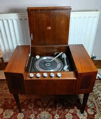 HMV Model 2020 Stereogram Teak Cabinet Integral Amp & Speakers Working c.1966  | eBay UK