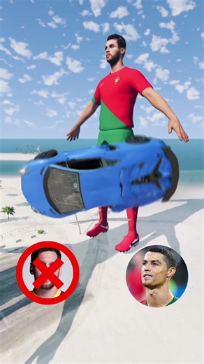 Messi vs Ronaldo car jump challenge⚽️🚕 part1 #beamngdrive #messi #ronaldo #gta5 #hulk #ironman