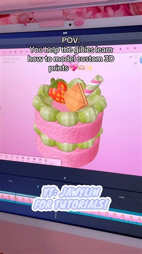 How I make realistic cake icing 3D designs! 🧁 #3dmodeling #3dprint