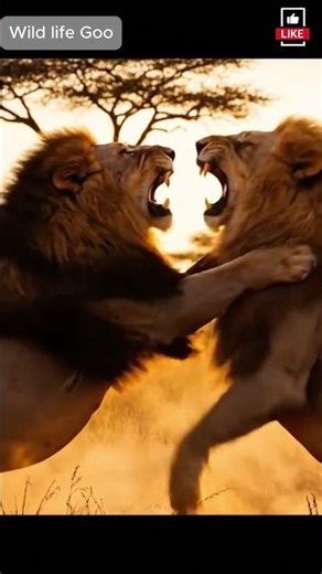 Two Male Lions Fighting for Territory in African Savanna | Intense Wildlife Moment 4K