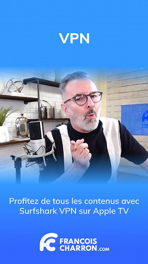 65K views · 353 reactions | 﫣 Le VPN de Surfshark est offert sur les appareils de diffusion Apple TV. Via l'app, on peut accéder à des contenus qui peuvent être bloqués par des restrictions géographiques. 﫣 C'est sans compter l'accès aux catalogues complet des services comme Netflix, Disney+, Prime et compagnie. Sur mon site web FRANCOISCHARRON.COM, utilisez la loupe  et tapez VPN APPLE TV | François Charron - Page officielle | Facebook