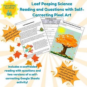 Fall Leaf Colors: Middle School Science Reading, Questions, and Pixel Art