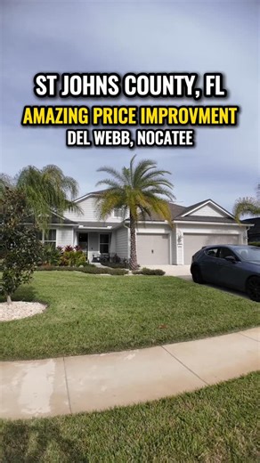 Greg DeTullio | Living In Jacksonville FL on Instagram: "💥 MASSIVE PRICE REDUCTION 💥 Thinking about retiring to Northeast Florida? 🌴 🏡 Del Webb Nocatee (55+) — Better-than-builder upgrades • 2021 lakefront home ✨ • Heated pool + spa on travertine • After-market upgrades throughout (not builder-basic) • Chef’s kitchen w/ WOLF gas cooktop • 3-car garage + golf cart space 🚗⛳ • Walk to clubhouse, fitness, pickleball & dining Low-maintenance. Resort-style living. Prime Ponte Vedra location in De