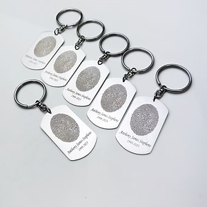Fingerprint Dog Tag Keychain, Actual Fingerprint Keychain, Personalized Fingerprint Keychain, Memorial Keychain, Custom Fingerprint Jewelry - Etsy