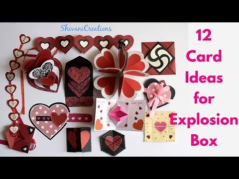 12 Card Ideas for Explosion Box/ DIY Valentine's Day Explosion Box Part Two