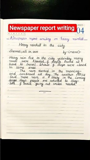 newspaper report writing about heavy rainfall/newspaper report writing /newspaper report in english