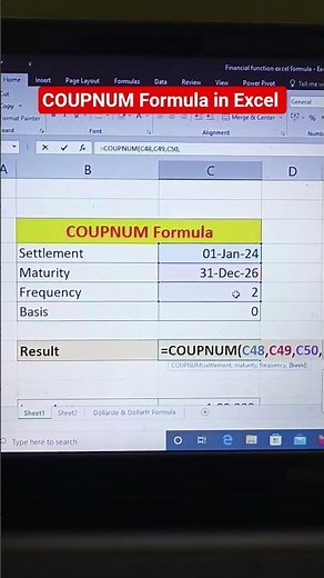 COUPNUM Formula in Excel #shorts #excel #formula #youtubeshorts