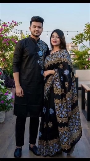 সব থেকে সুন্দর কাপল সেট শাড়ি পাঞ্জাবি ডিজাইন ২০২৬ kapol set design 2026