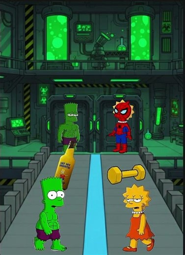 Hulk Bart vs Spider-Man Lisa | The Simpsons