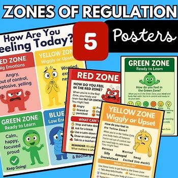 Zones of Regulation Posters – Inside Out Inspired SEL Charts & Feelings Check-In