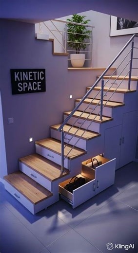 Hidden Side Drawers Under the Stairs-Genius Space Saving Hacks #DIY #HomeImprovement #Storage