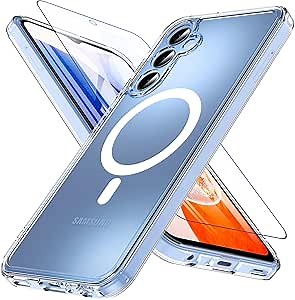 Magnetic for Samsung Galaxy A15 5G Phone Case, Samsung A15 5G Case for Magsafe with Screen Protector, [Not-Yellowing] Shockproof Protective Cover Case for Samsung Galaxy A15 5G (Clear)