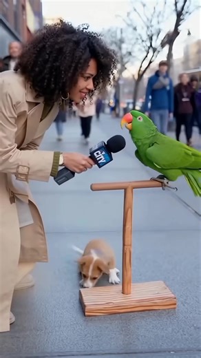Reporter Interviews a Parrot… His Answer Shocks Everyone! 😂🎤🦜 🦜🎤 THE FUNNIEST PARROT INTERVIEW EVER! A reporter asks Mr. Parrot a simple question: “What kind of bank do you want?” And Mr. Parrot gives the most dramatic, hilarious answer you’ll EVER hear! The parrot shouts: “I want a bank that gives me a loan… then leaves me ALONE! No calls! No messages! No tension!” 😂🔥 The puppy standing beside him can’t stop laughing, rolling on the ground, while the reporter stands totally confused! 🎥 