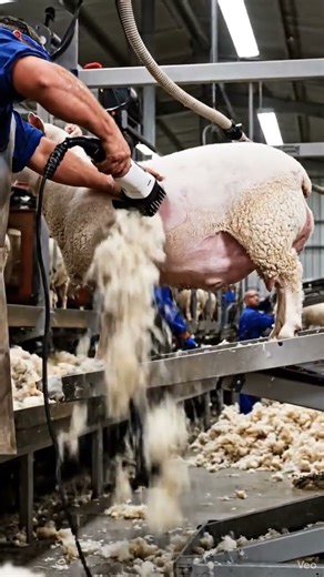 AI Sheep Wool Shearing Factory 🐑✂️🤖 | Automated Wool Processing Line | Machinica AI #shortsviral