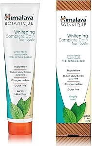 Amazon.com : Himalaya Botanique Complete Care Whitening Toothpaste, Simply Mint, for a Clean Mouth, Whiter Teeth and Fresh Breath, 5.29 oz : Health & Household