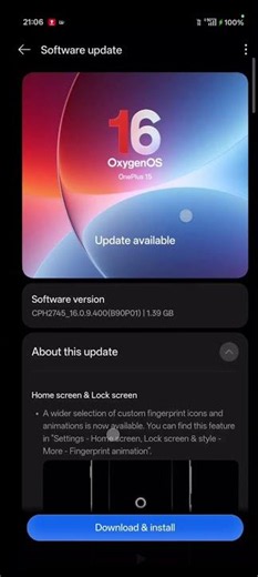 Oneplus 15 New Update 16.0.9.400 Rollout Start