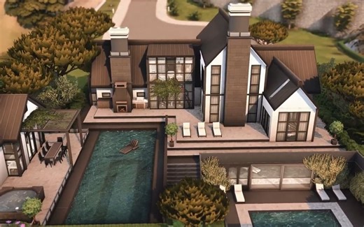 THE SIMS 4速建||搬运Walkout Basement FAMILY MANSION 【No CC 】 by Kate Emerald