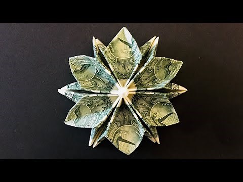 Money Flower 🌸 Easy Dollar Bill Origami Flower 3D Tutorial - How to make Paper Flower - DIY Crafts