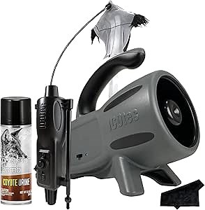 ICOtec Rascal Electronic Predator Game Call Decoy Combo | 100 Yard Bluetooth Range | Stream Sounds from Animal Audio App | with Hunters Specialties Coyote Predator Bomb and Signature Series Cloth