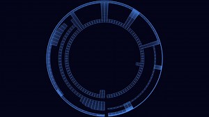 Complex network blueprint circular diagram with hub and connected circles | Premium Stock Video Footage