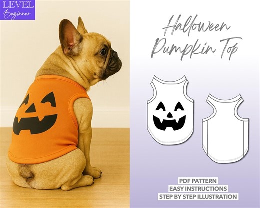 Halloween Dog Pumpkin Top Sewing Pattern (PDF Pattern) - Etsy