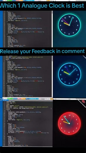which one analogue clock is best in the following clocks releases your feedback in comments.#coder