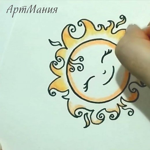 Солнце - Рисунок цветными карандашами #Shorts
