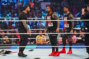 Kevin Owens and Sami Zayn confronted The Bloodline on Friday Night SmackDown before Jimmy and Jey Uso ambushed the SmackDown Tag Team Champions, going against Roman Reign’s command. | WWE on FOX