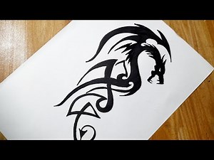 How to draw a dragon tattoo || Tribal tattoo drawing